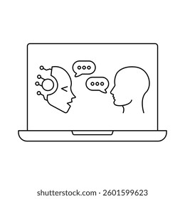 Virtual Assistants and AI Chatbots – Revolutionizing Customer Support and Digital Communication icon with editable stroke.