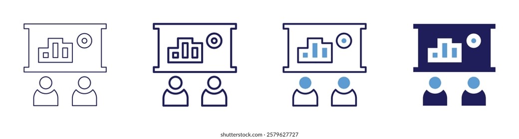 Virtual audience engagement icon in 4 different styles. Thin Line, Line, Bold Line, Duotone. Duotone style. Editable stroke.