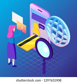 Virtual, augment reality concept. Futuristic vector illustration for banners, advertising. Cyberspace technology abstract background