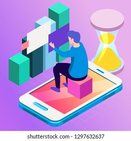 Virtual, augment reality concept. Futuristic vector illustration for banners, advertising. Cyberspace technology abstract background