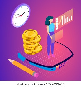 Virtual, augment reality concept. Futuristic vector illustration for banners, advertising. Cyberspace technology abstract background