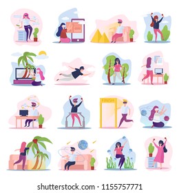 Virtual augmented reality 16 orthogonal compositions icons collection with people in vr glasses experiences isolated vector illustration 