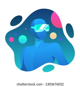 Virtual and augmented reality concept. Vr glasses and other tools for playing game. Future technology . Digital innovation. Isolated flat vector illustration