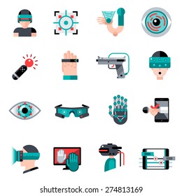 Virtual augmented reality devices and software apps icons set isolated vector illustration