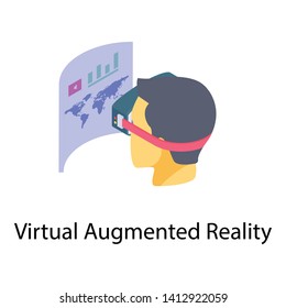 
Virtual augmented reality icon in isometric design 
