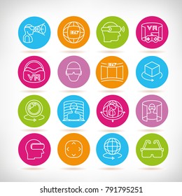 virtual and augmented reality icons set