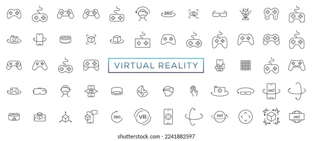 Virtual and augmented reality outline vector icons isolated on white background. AR and VR line icon set for web design, mobile apps, ui design and print. Futuristic technology concept