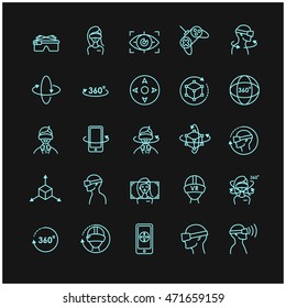 Virtual and augmented reality vector icon set for your design