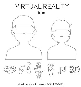 Virtual and augmented reality vector icon set.