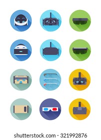 Virtual and augmented reality vector icons set