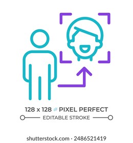 Virtual avatar two color line icon. User profile for social media. Person and user representation bicolor outline symbol. Duotone linear pictogram. Isolated illustration. Editable stroke