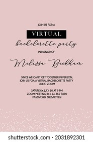 Virtual Bachelorette Invitation | Virtual Hen Party Invitation | Lockdown Bachelorette Zoom Party Vector Invite