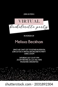 Virtual Bachelorette-Einladung | Einladung virtueller Hennenparty | Lockdown Bachelorette Zoom Party Vektor Einladung