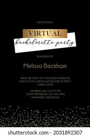 Virtual Bachelorette Invitation | Virtual Hen Party Invitation | Lockdown Bachelorette Zoom Party Vector Invite