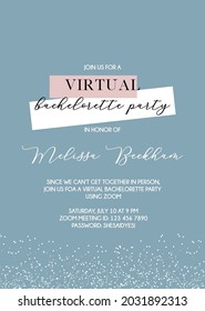 Virtual Bachelorette Invitation | Virtual Hen Party Invitation | Lockdown Bachelorette Zoom Party Vector Invite