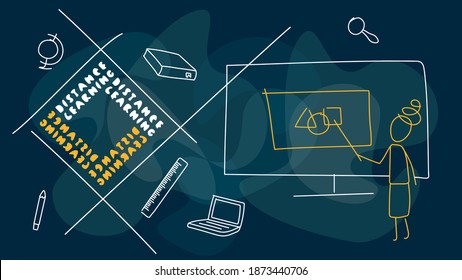 Virtual background for video conferencing. Banner template for posts, story. Distance learning or education. Template for courses or webinars.