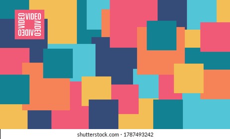 Virtual background for video conferencing. Color block pattern. Blocks of different sizes. Glasses. Template for courses or webinars.