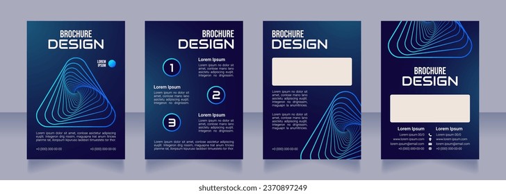 Virtual bank services blank brochure design. Template set with copy space for text. Premade corporate reports collection. Editable 4 paper pages. Bebas Neue, Audiowide, Roboto Light fonts used