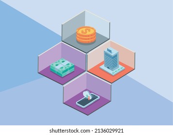 conjunto de banca virtual cuatro iconos