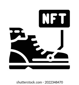 virtual blockchain-based sneakers glyph icon vector. virtual blockchain-based sneakers sign. isolated contour symbol black illustration