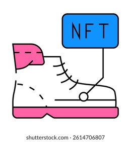 virtual blockchain-based sneakers line icon vector. virtual blockchain-based sneakers sign. isolated symbol illustration