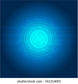 Virtual blue touchscreen. Modern screen technology. Virtual screens technology concept.
