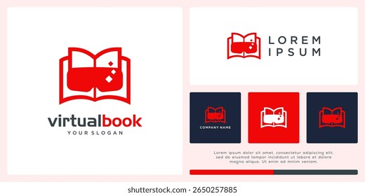 Diseño de logotipo de libro virtual con gafas para el aprendizaje