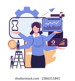 virtual business asistant flat style illustration vector