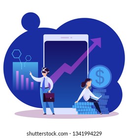 Virtual business concept. Modern technology and internet. Online communication and remote management. Isolated vector illustration in cartoon style