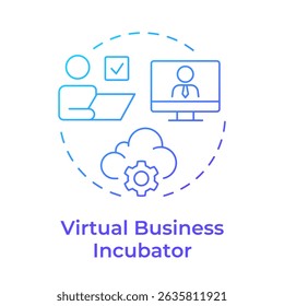 Virtual business incubators blue gradient concept icon. Remote support, cloud technology. Round shape line illustration. Abstract idea. Graphic design. Easy to use in infographic, brochure