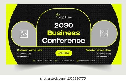 Virtual business webinar banner design, startup business seminar web banner design, fully customizable vector eps 10 file format