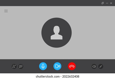 Virtual call video mockup icon. Videocall interface phone desktop conference screen template ui