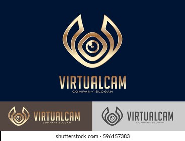 Virtual Cam Logo Template Design Vector