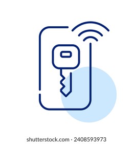 Virtual Car-Key-App. Entsperren Sie das Auto mit Ihrem Telefon. Pixel-perfektes Symbol