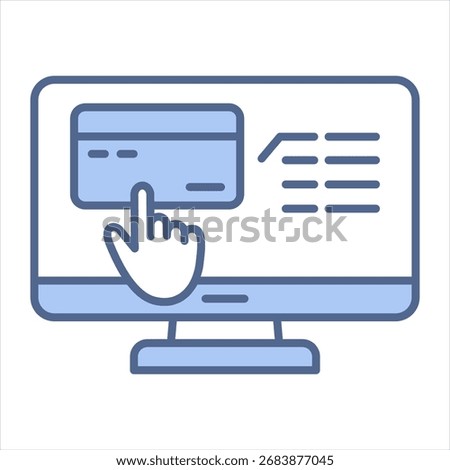 Virtual Card Blue Icon Vector Illustration