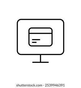 Virtual Card Icon Featuring Digital Screen with Credit Card, Symbolizing Virtual Credit Card, Online Security, and Cashless Transactions