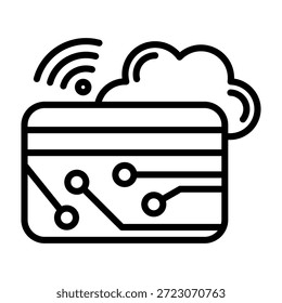 Ilustración vectorial de diseño de línea de icono de tarjeta virtual