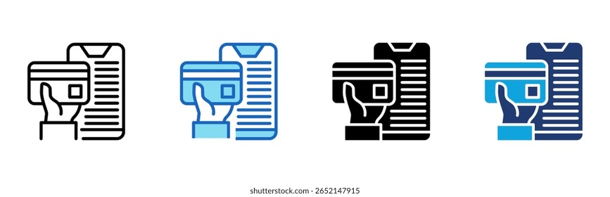 Ícone Cartão virtual Ilustração de vetor de vários estilos