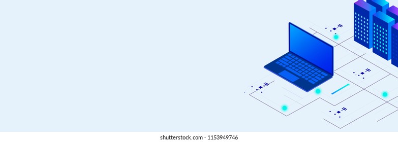 Virtual cash transaction, cryptocurrency blockchain concept. Datecenter or crypto bank concept for web banner, infographics, hero images. Isometric vector illustration isolated on generic background.