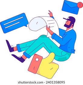 Virtual characters social communication concept business flat vector hand drawn illustration
