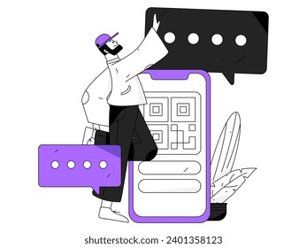 Caracteres virtuales concepto de comunicación social negocio gráfico plano vectorial plano
