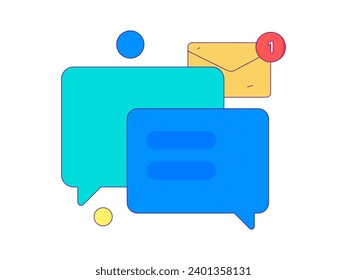 Virtual characters social communication concept business flat vector hand drawn illustration
