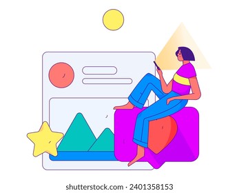 Caracteres virtuales concepto de comunicación social negocio gráfico plano vectorial plano
