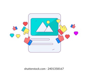 Virtual characters social communication concept business flat vector hand drawn illustration
