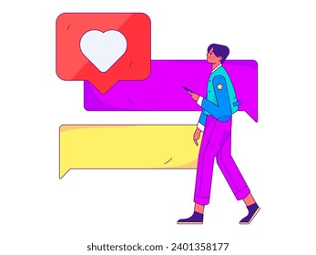 Caracteres virtuales concepto de comunicación social negocio gráfico plano vectorial plano
