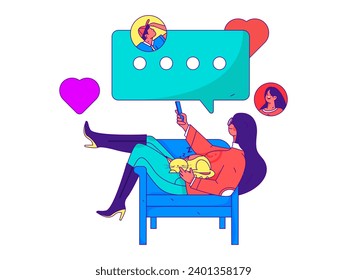 Caracteres virtuales concepto de comunicación social negocio gráfico plano vectorial plano
