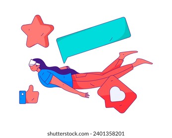 Virtual characters social communication concept business flat vector hand drawn illustration
