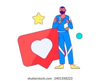Virtual characters social communication concept business flat vector hand drawn illustration

