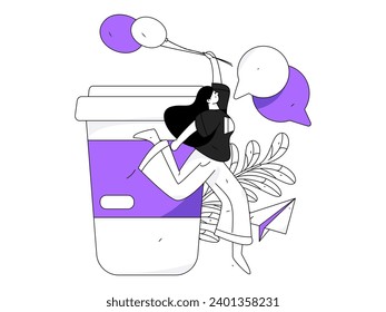 Virtual characters social communication concept business flat vector hand drawn illustration
