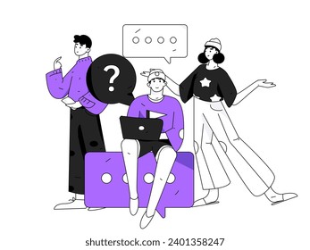 Caracteres virtuales concepto de comunicación social negocio gráfico plano vectorial plano
